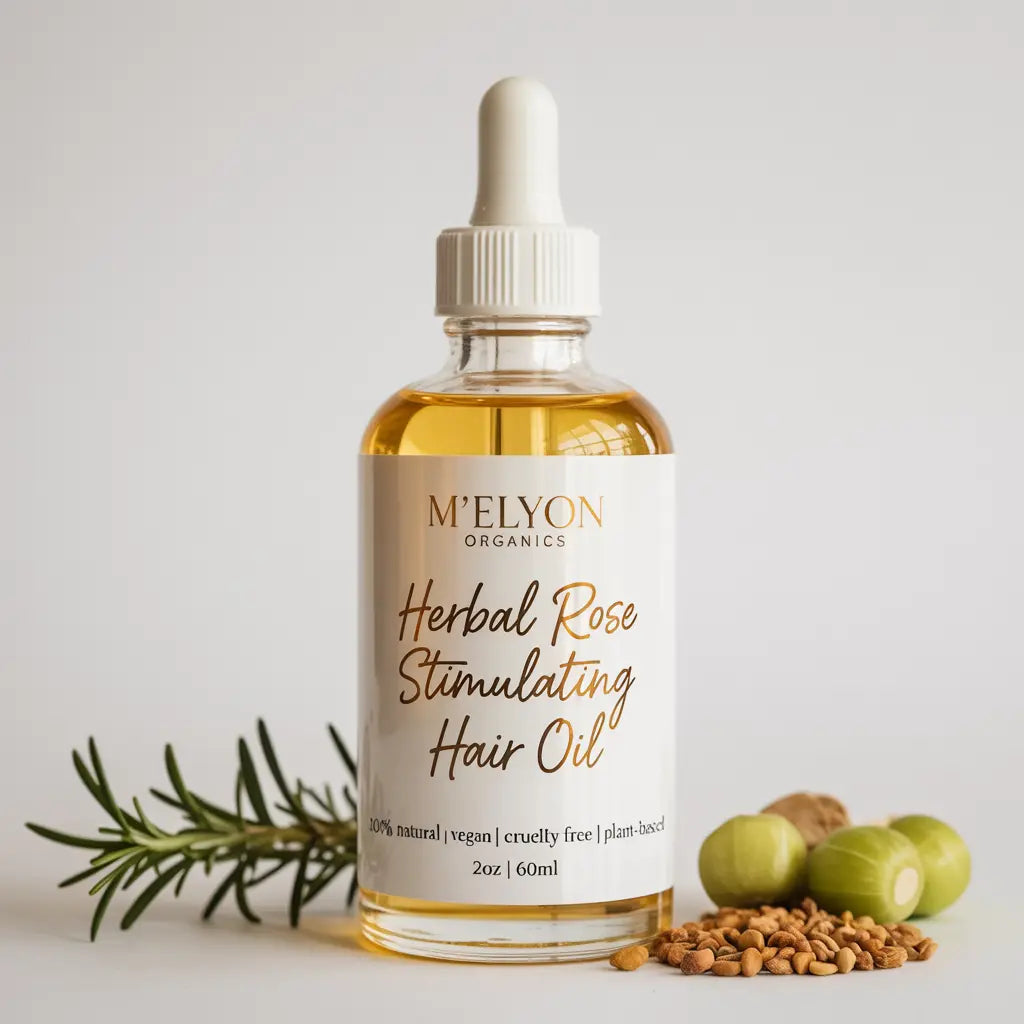 Herbal Rose Stimulating Hair Oil 2oz M'Elyon Organics